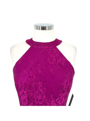 Lulus Hometown Girl Magenta Lace Skater Dress Sleeveless Mini Size Medium NWT thumbnail 3
