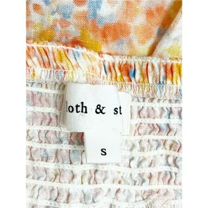 NWT Cloth & Stone Linen Floral Mini Dress Small Anthropologie Tie Strap Smocked thumbnail 11