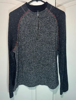 Woolrich Womens XL Grey Heather 1/4 Zip Sweater LambsWool Blend Nordic‎ Warm thumbnail 1