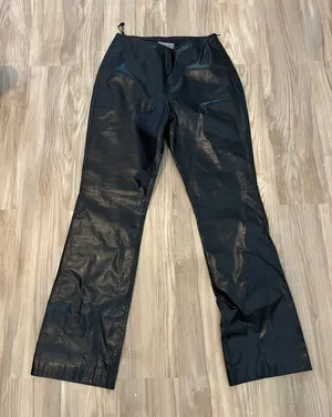 Black Genuine Leather Pants Size 6 thumbnail 1