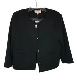 NWT Philosophy Size 10 Black Cropped No Collar Blazer Jacket NEW thumbnail 1