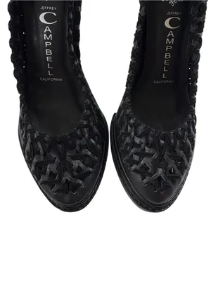 NWT Jeffrey Campbell Black Leather Woven Cutout Platform Stiletto Pumps Size 7 thumbnail 6
