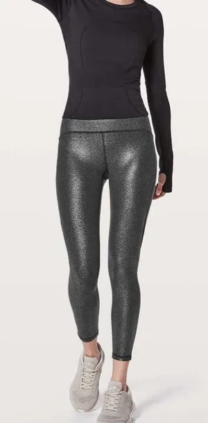 Lululemon Train Times 7/8 Pant 25” Size 4 Luminosity Foil Black Silver W5AX4S thumbnail 1