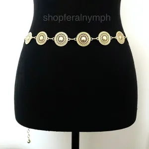 Gold Y2K Round Medallion Indie Body Chain Belt, Fits 24-40 Inches, X7GA1237 thumbnail 6