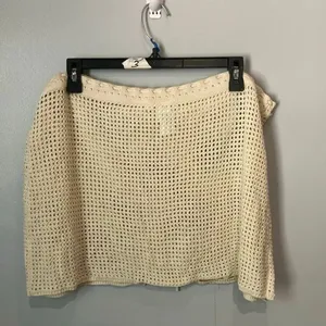 Good American Crochet Low Rise Skirt Cream 1XL Boho Swim cover #785 thumbnail 8