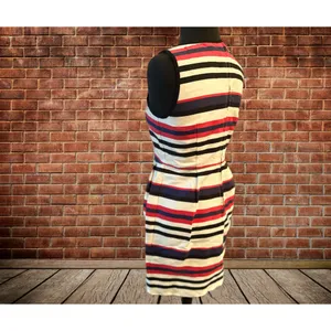 J. Crew Striped Sleeveless Sheath Dress Size‎ 2 Red Blue White Black thumbnail 4