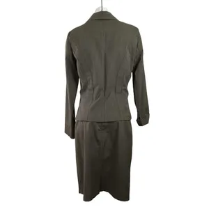 BCX Brown Long Sleeve Notch Lapel Blazer Coat Jacket Pencil Skirt Suit Set Sz L thumbnail 3
