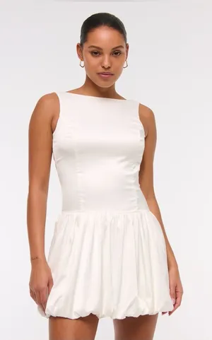 Abercrombie White Sleeveless Open-Back Mini Dress thumbnail 1