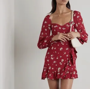 Reformation Cammi Red Floral Mini Dress Cassia 6 thumbnail 2