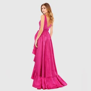 MAC DUGGAL 67835 Pink Taffeta High Low Ruffle Gown Dress thumbnail 5