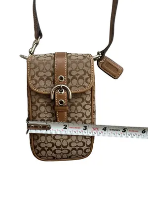 COACH Vintage Brown Logo Buckle Mini Crossbody Bag thumbnail 10