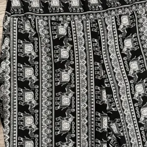 Womens Elephant Print Bell Bottom Pants Black White Boho Flare‎ Leg Stretchy XL thumbnail 2