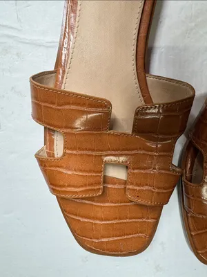 Steven By Steve Madden Tan Croc-Embossed Slide Sandals 11 casual neutral summer thumbnail 5