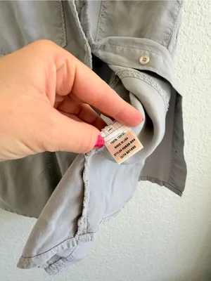 Bella Dahl Sleeveless Button Down Collard Tank Gray Cream S thumbnail 8