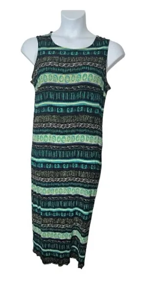 JM COLLECTION Black Blue Summer Sleeveless Stretch Maxi Shift Dress Size 3X thumbnail 1