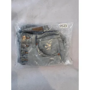 Aero Super High Rise Midi Distressed Denim Shorts Light Wash Button Fly‎ Size 4 thumbnail 7