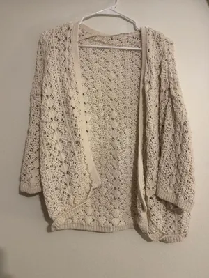 MNG Jeans Cream knit fall cardigan thumbnail 1