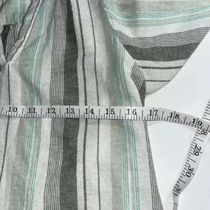 a.n.a Gray and Light Green Striped Linen V-Neck Pullover Blouse Women’s Size XS thumbnail 12