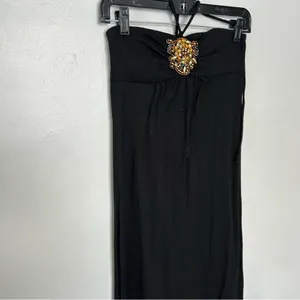 90s y2k fairy maxi Eyelash Couture Black Strapless Dress thumbnail 4
