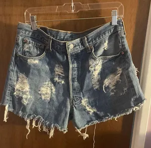 Vintage Levi’s Blue High Waisted Denim Shorts thumbnail 1