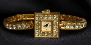Vintage Yves Rocher gold tone crystal watch thumbnail 1