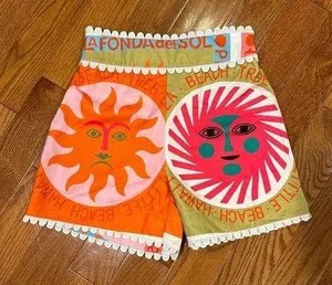Boutique Sun Graphic Text Print Trim Detail Board Shorts Small thumbnail 1