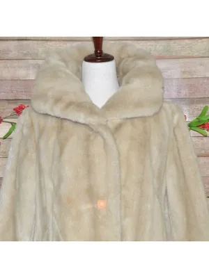 Vintage Dubrowsky & Joseph Faux Fur Coat Size 14 Cream Beige Plush Mod Jacket thumbnail 6