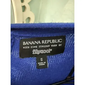 Banana Republic Filpucci Blue Italian V Neck‎ Back Button Sweater S Merino Wool thumbnail 3