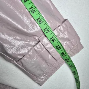 Maeve Anthropologie Lilac Lavender Faux Patent Leather Glossy Trench‎ Coat Large thumbnail 11