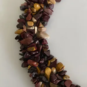 Agate Jasper collar necklace Multicolor natural stone nugget beaded cluster EUC thumbnail 5