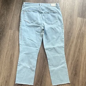 PAIGE Light Wash Ankle Jeans Cindy Crop Denim 31 distressed Raw Hem thumbnail 3