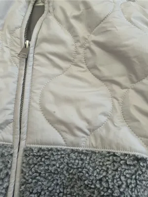 Abercrombie Gray Sherpa fleece Jacket Large Full Zip Cozy Teddy thumbnail 3