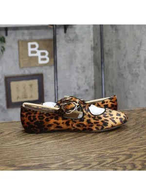 NWT A New Day Tasmin Velvet Mary Jane Flats 94568234 Leopard Brown Multi 11M thumbnail 7