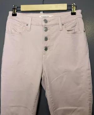 Levis 721 High Rise Skinny Jeans Womens W29 L30 Light Pink Button Fly Denim thumbnail 1