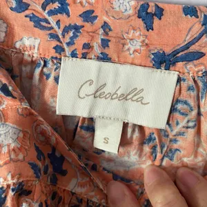Cleobella Pink Blue Floral Peasant Blouse Button Down Cotton Women's size Small thumbnail 2