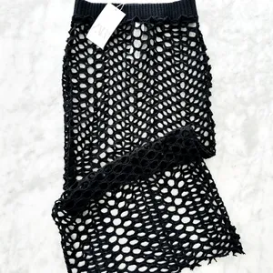 ZARA Crochet Maxi Skirt Black Cover-Up Beach Size Small NEW Cotton Knit thumbnail 6
