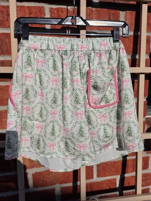 Under The Tree Christmas Pajama Set With Velvet Ties Top XS Bottoms M thumbnail 14