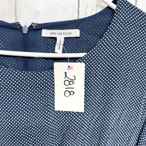 Avec Les Filles Dress Women Size Large Polka Dot Lace Trim Long Sleeve‎ Mini Zip thumbnail 2
