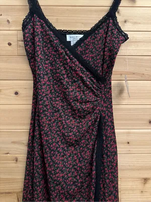 VNTG NWT Nine West Small Rosette Wrap Slip Dress Grunge Romantic Lace Coquette thumbnail 5