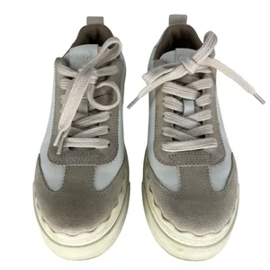 Chloé‎ Lauren Leather Suede Platform Sneakers White Beige 37 thumbnail 7