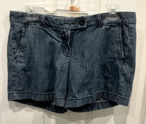 Tommy Hilfiger Womens‎ Blue Denim Chambray Chino Shorts Size 4 Embroidered Logo thumbnail 1