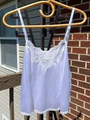 Vintage White Lace Tank Top Women's Medium thumbnail 1