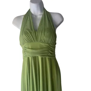 Celavie Collection‎ Y2k Women's Size Small Green Fairy Chiffon Halter Mini Dress thumbnail 2