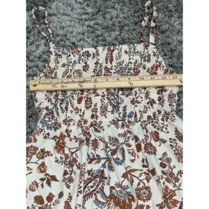 Old Navy Women’s Paisley Floral Cotton Poplin Smocked Cut-out Midi Dress Boho S thumbnail 10