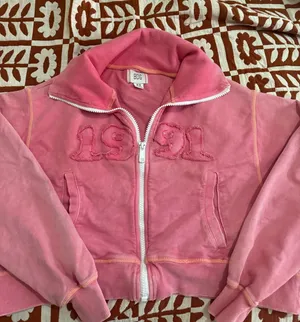 BDG Cropped Pink Zip-up  thumbnail 1