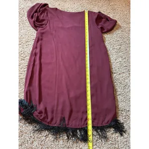 Anna Cai Maroon Fringe Dress Size Medium. Date Night Outtings Get Together thumbnail 5
