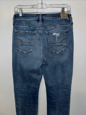 American Eagle High Rise Slim Jeans Distressed Women’s 8 thumbnail 5
