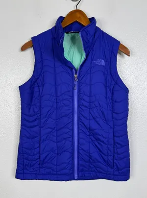 The North Face Womens Blue Wavy Quilted Full Zip Puffer Vest Small S/P thumbnail 1