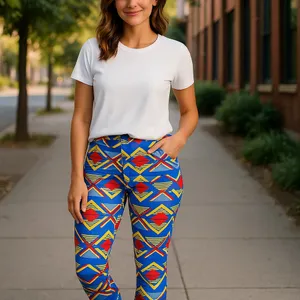 LuLaRoe‎ Womens Leggings One Size Blue Red Yellow Triangles Geometric Soft OS thumbnail 2