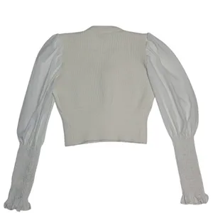 Victorian White Knit Puff Sleeves Cardigan Size S/M thumbnail 4